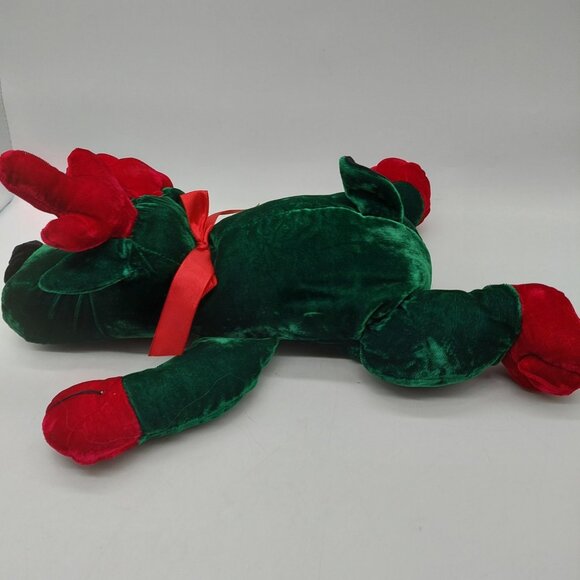 MTY International Reindeer Plush Velvet Green Red Christmas Stuffed Animal 14" - Picture 6 of 11